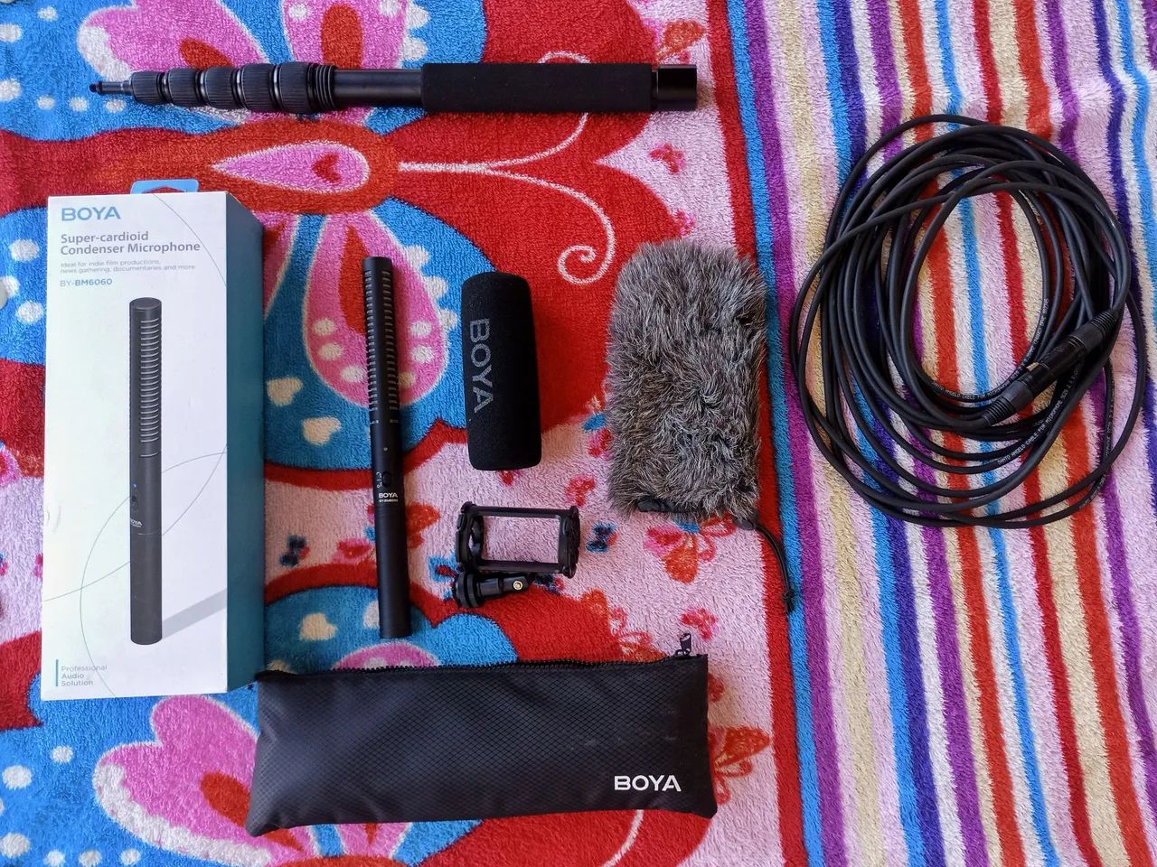 Kit Microfonista | Microfone Boya + paravento + vara de boom + cabo Santo Ângelo 