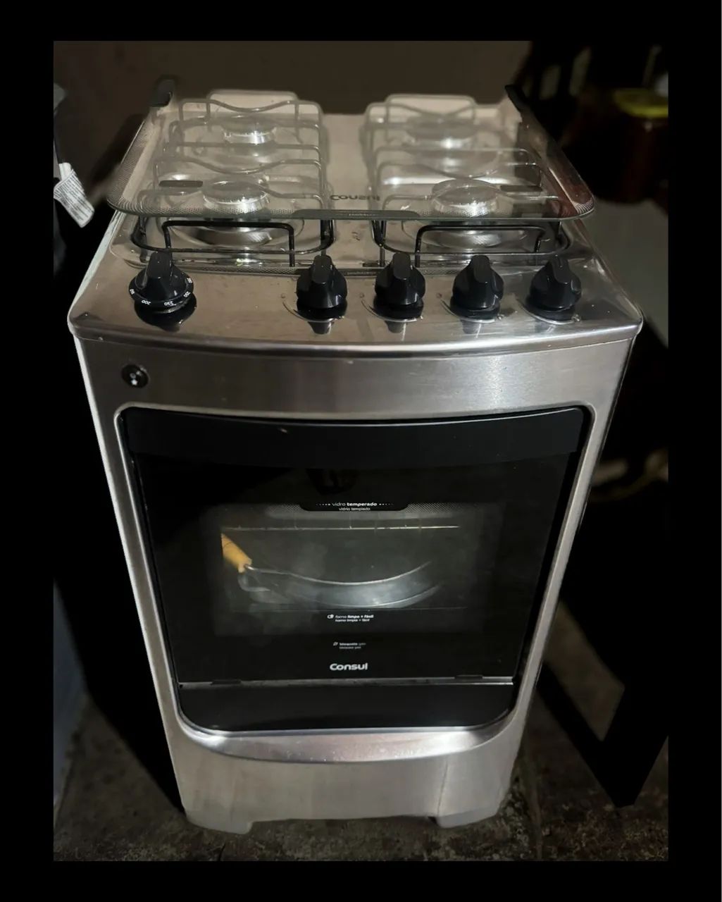 Fogão De Piso Com 4 Bocas Automático Forno 58 Litros Consul Inox