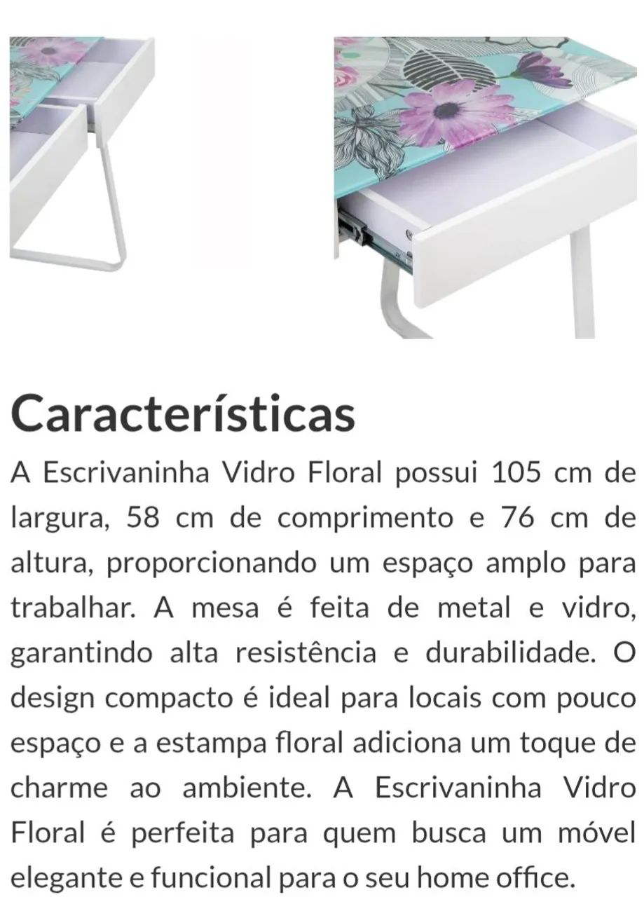 Mesa de escritório com vidro - Foto 5