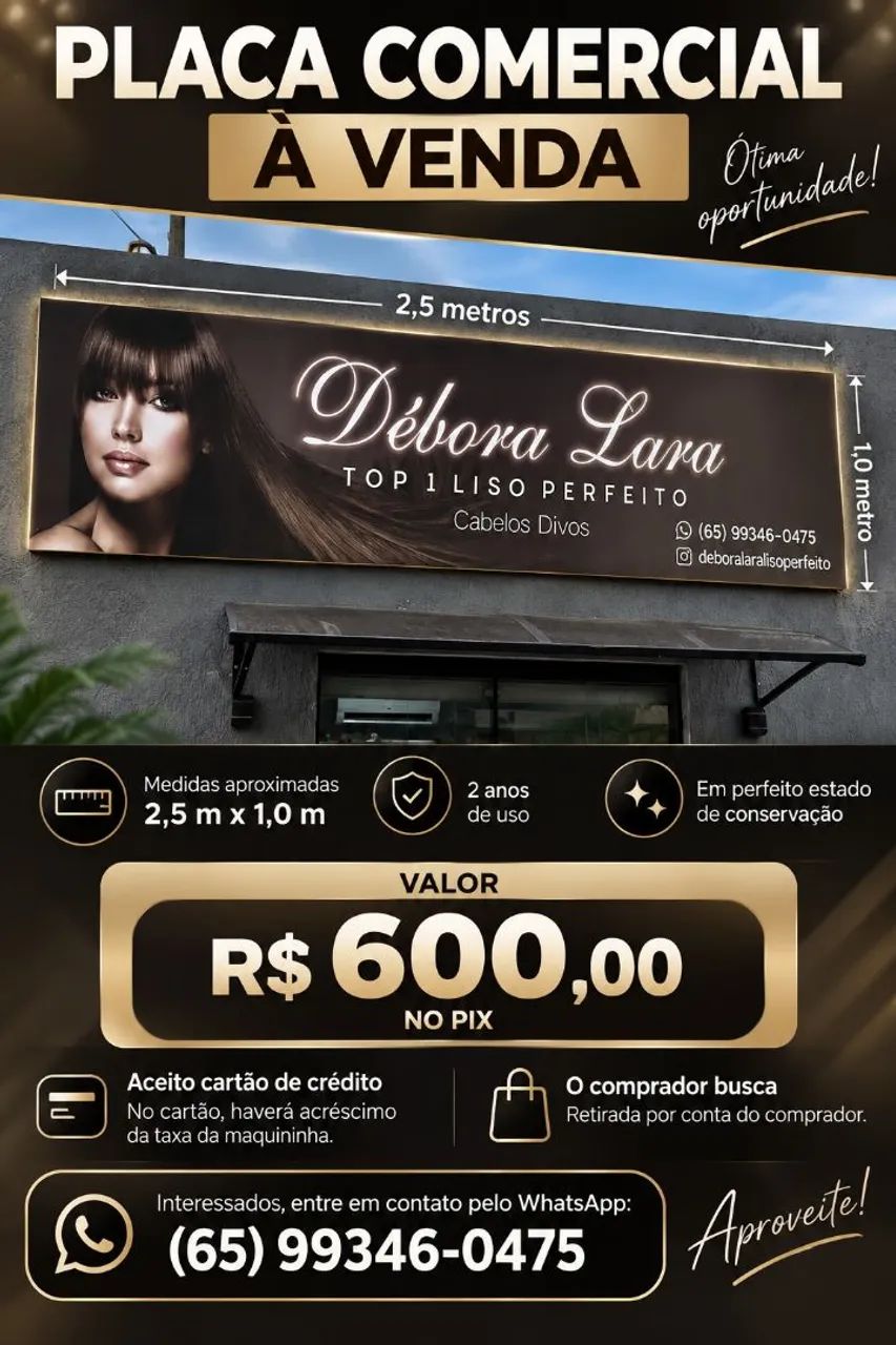 VENDO PLACA DE FACHADA PARA COMÉRCIO 