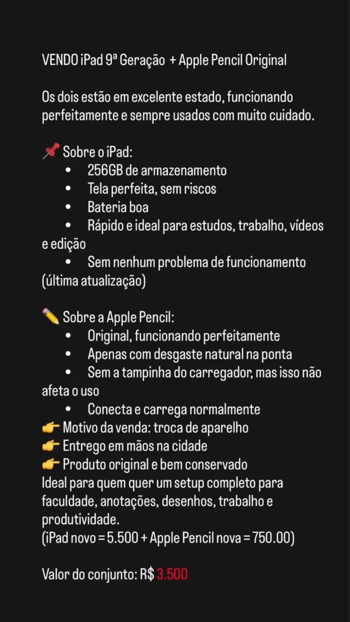 iPad 256GB + Apple Pencil Original - Foto 2