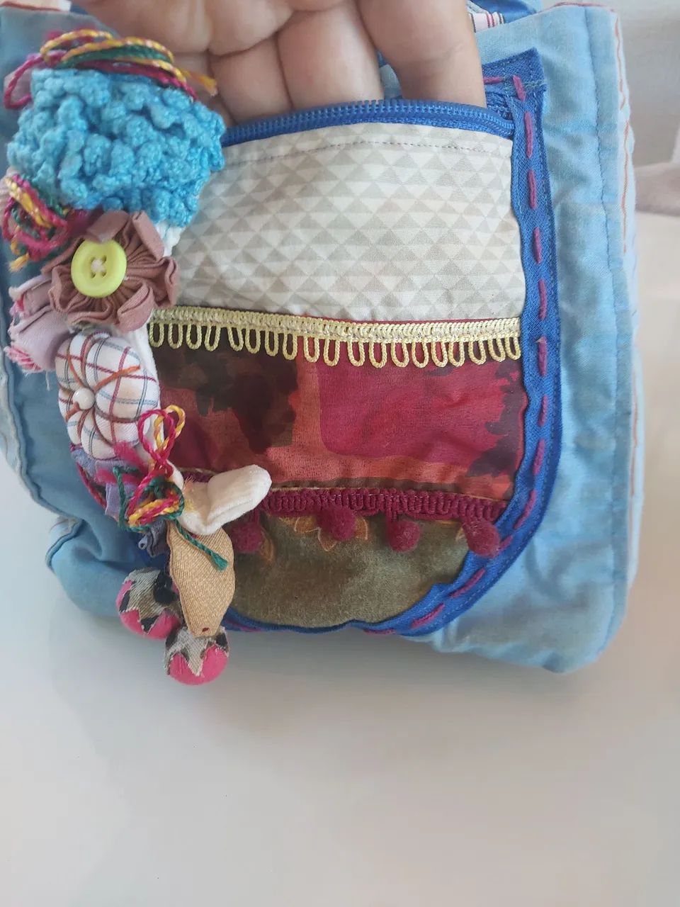 Mini bolsa quadrada em patchwork  - Foto 3