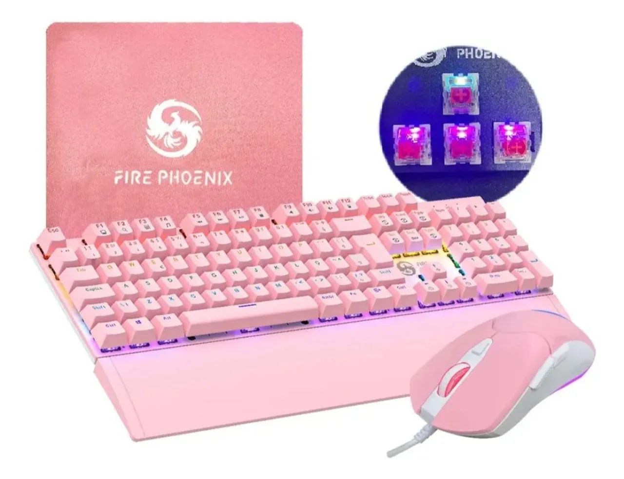 Kit Teclado E Mouse Mecânico FIRE PHOENIX 