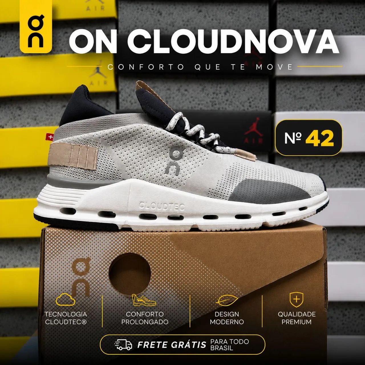 Tênis On Cloudnova - [ Importado / N°: 42 ] Frete grátis 
