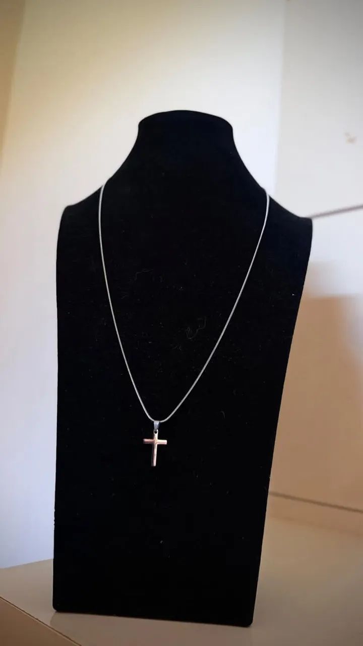 Corrente Prata 60cm Com Crucifixo 1,2mm - Foto 2