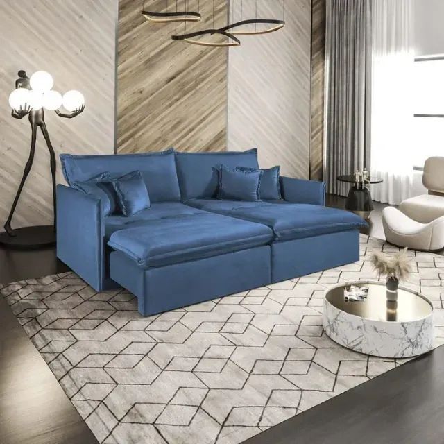 Sofá Sem Caixa Júpiter Premium 1,60m Azul Doce