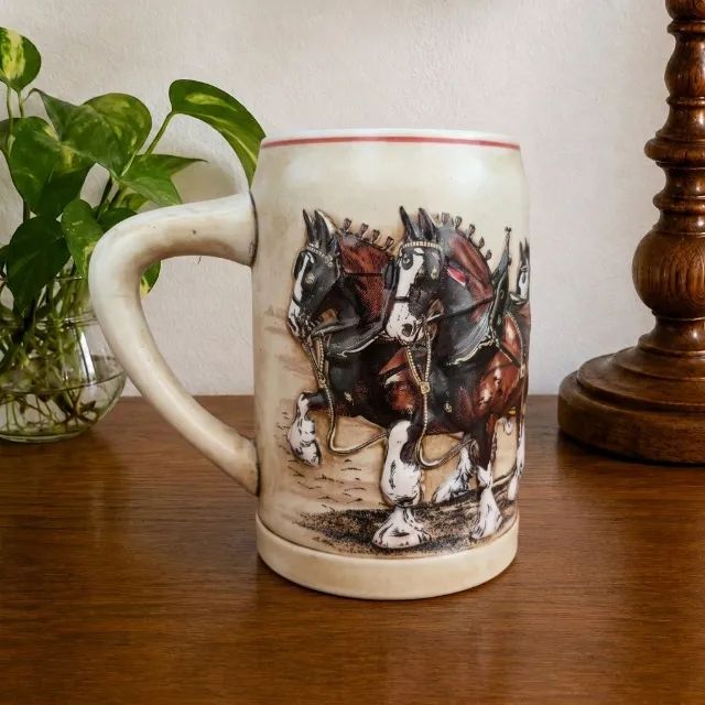 Caneca chopp Budweiser 1987 - World Famous Clydesdales - Foto 2