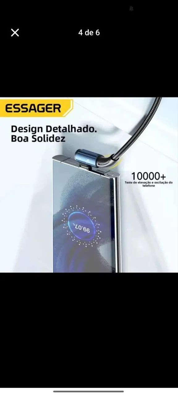 Cabo Original Essager 100w 7A 2 metros nylon  - Foto 4