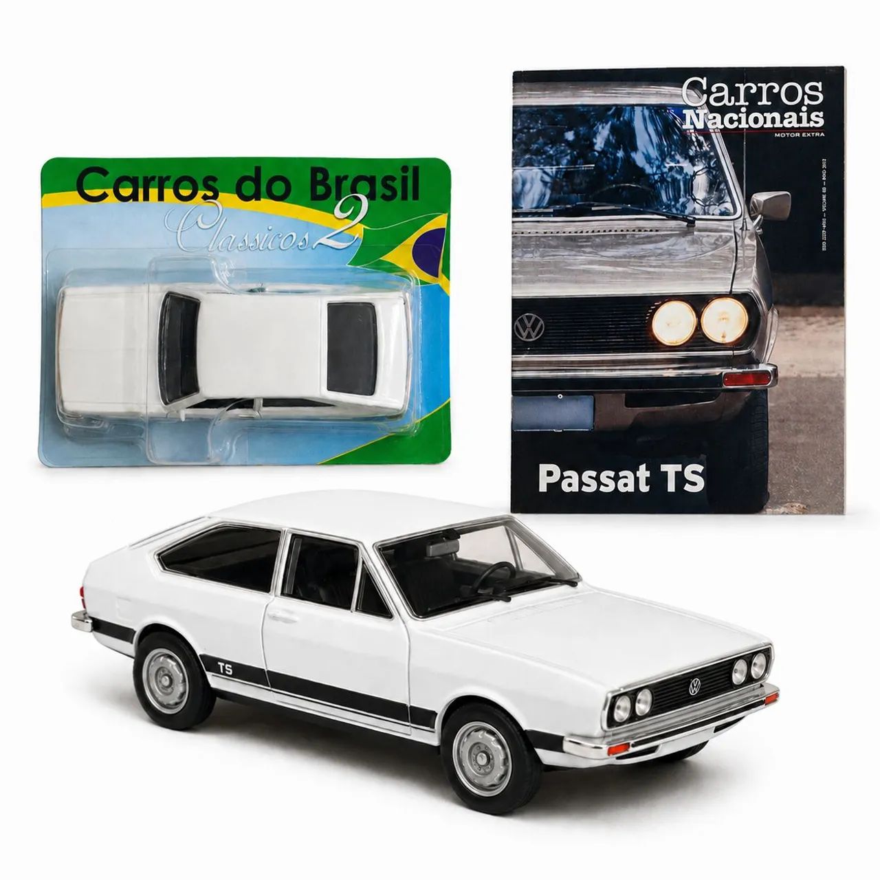 Miniatura VW Passat TS 1978 Branco Carros do Brasil com Fascículo - Foto 2