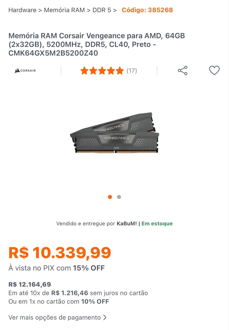Memória DDR5 Corsair 64Gb (2x32) - Foto 3