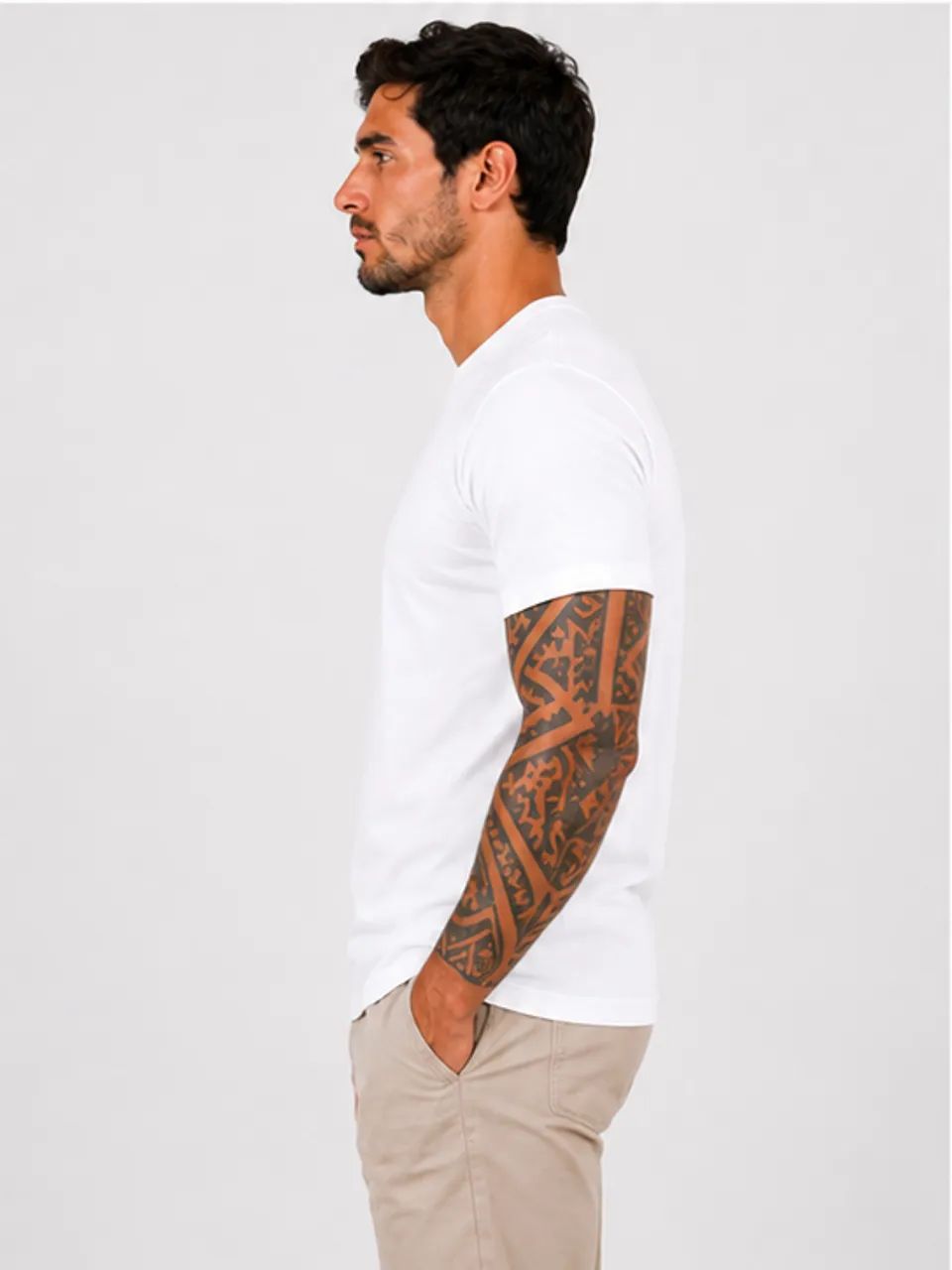 Camiseta Algodão Penteado Gola Canelada Branca - Foto 3