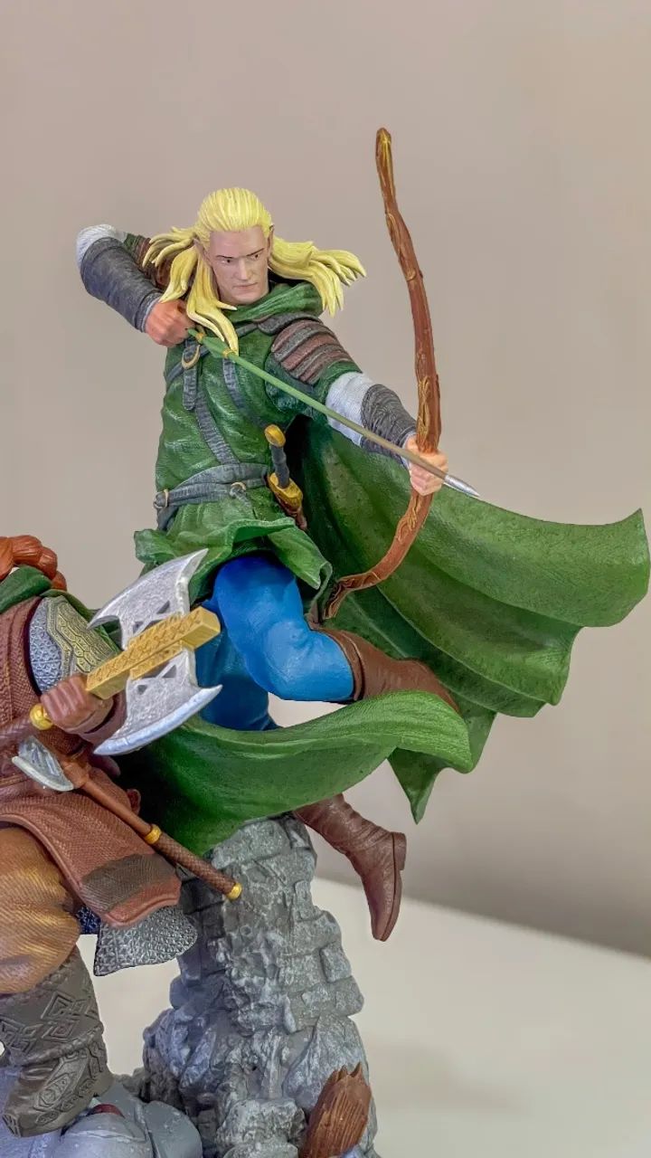 Estátua Legolas E Gimli Senhor Dos Anéis Resina 3D Pintado À Mão - Foto 4