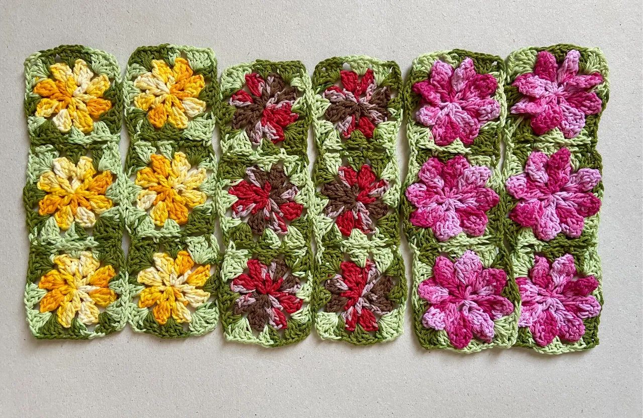 Kit de bases com flores de croche 