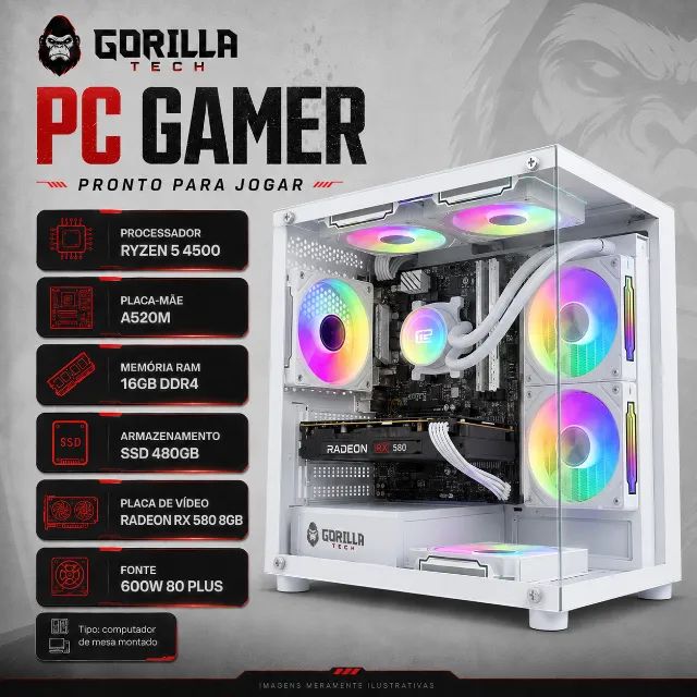 PC Gamer Ryzen 5 4500, 16 GBs, RX 580