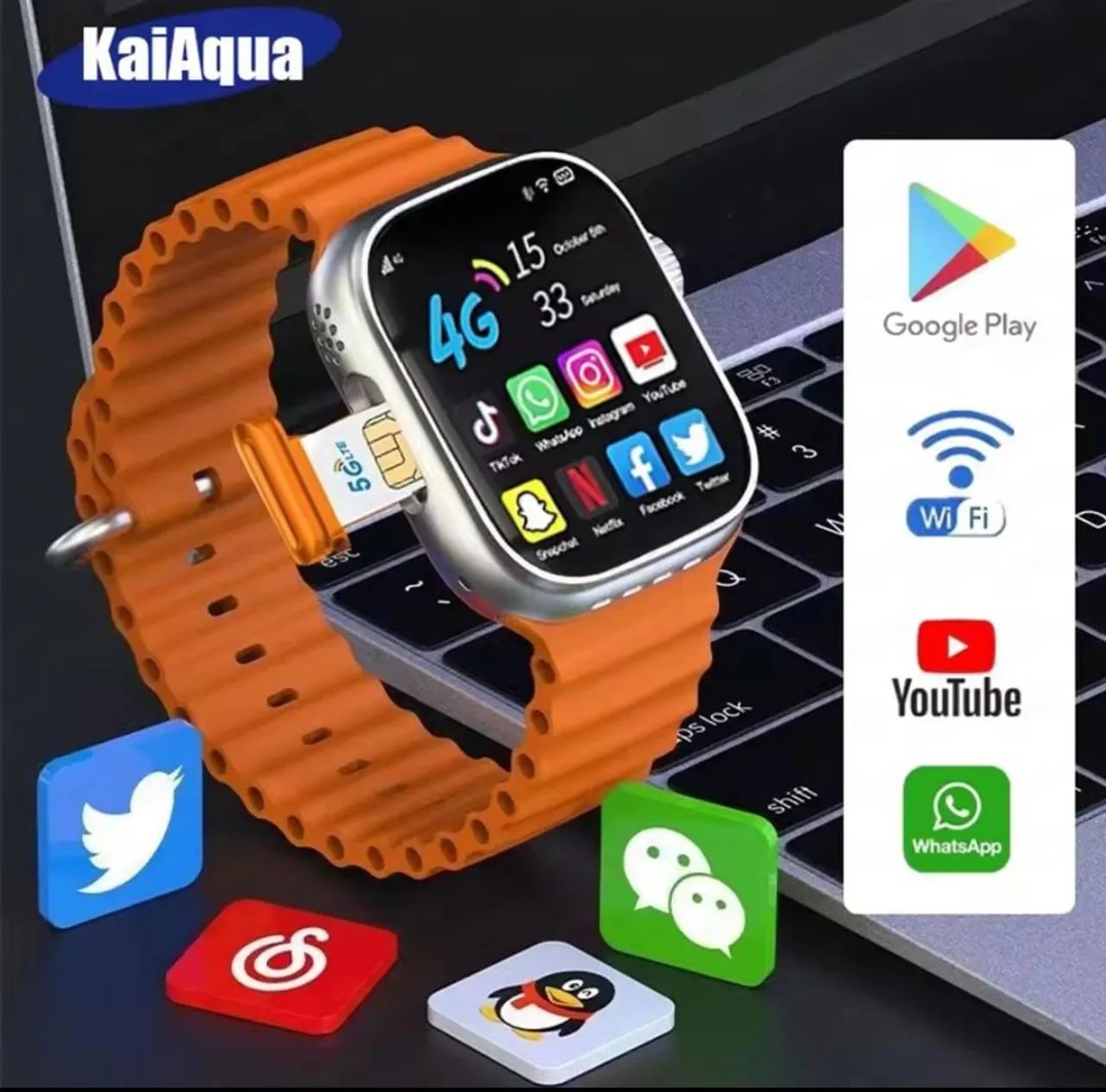 Relógio celular Smartwatch 4G com Tela Touch e Design Moderno inteligente digital - Foto 5