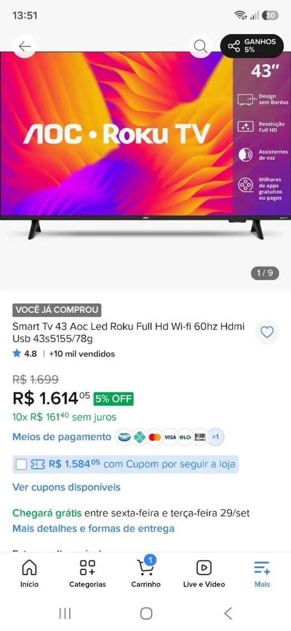 Smart TV 43 Polegadas Full HD Zero - Foto 2