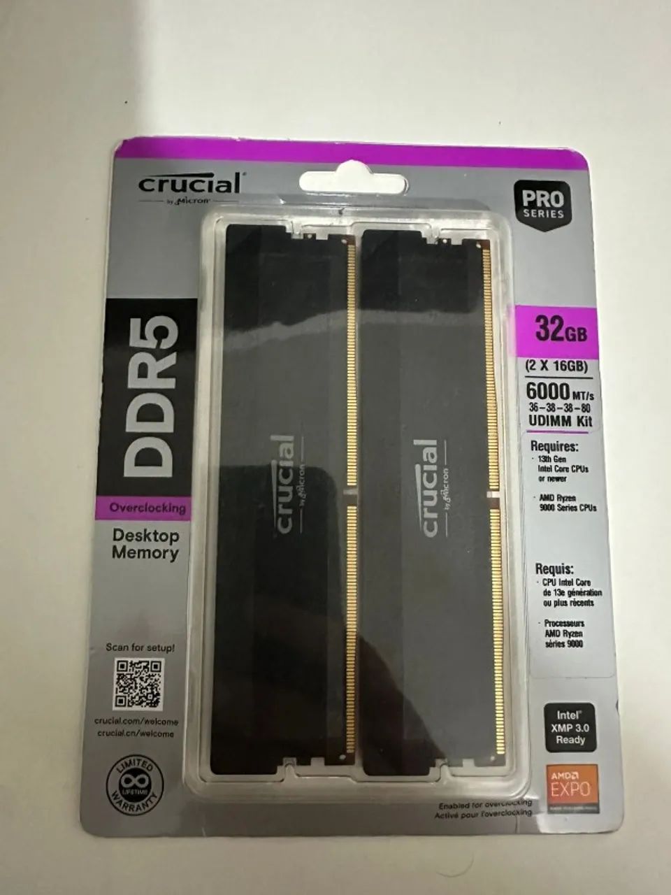 Nova Lacrada) Kit 32GB 2x16 DDR5 6000MHZ Crucial, com nota, e