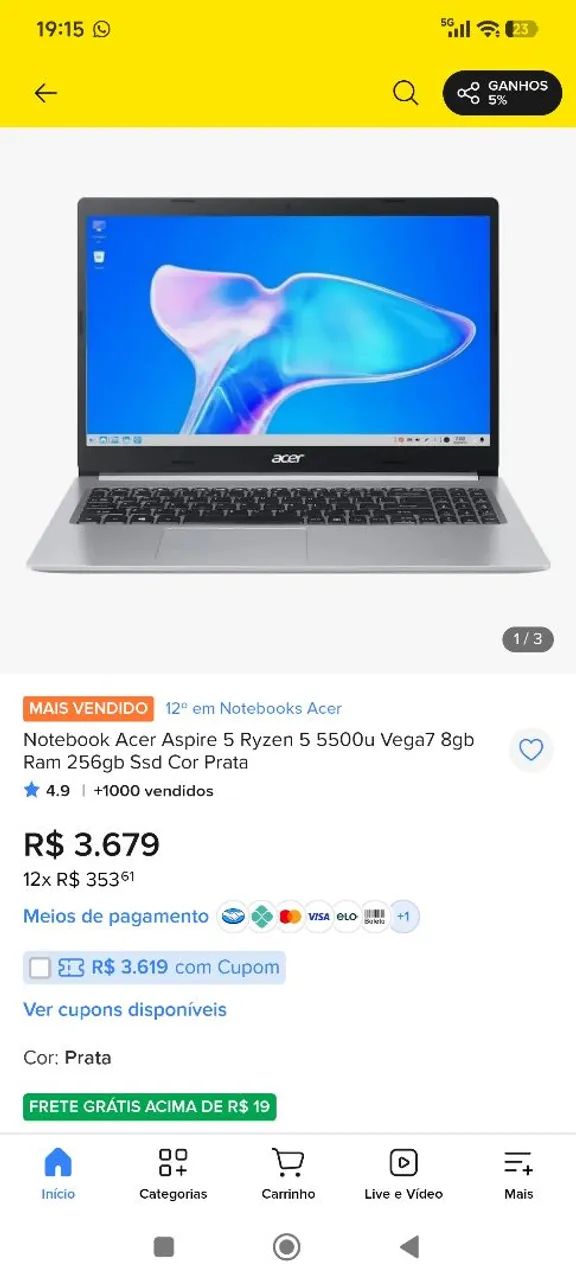 Notebook Acer vendo ou troco  - Foto 4