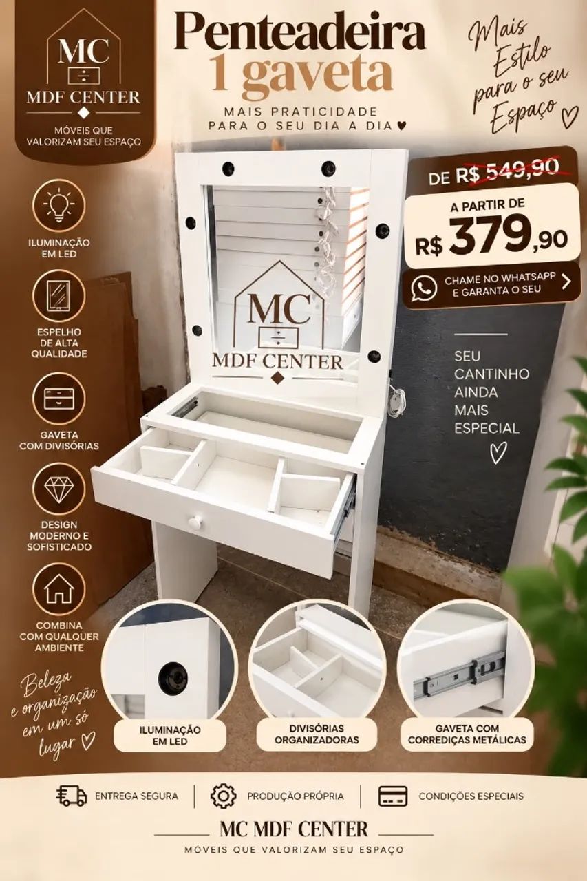 Penteadeira - PROMOÇÃO DIA DO CLIENTE 