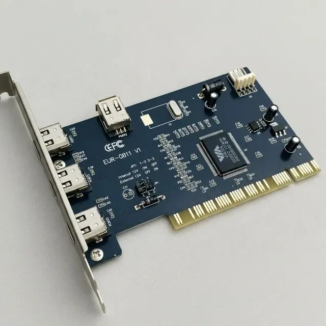 Placa FireWire IEEE 1394 PCI EUR-0811 V1 com 4 portas (3 externas