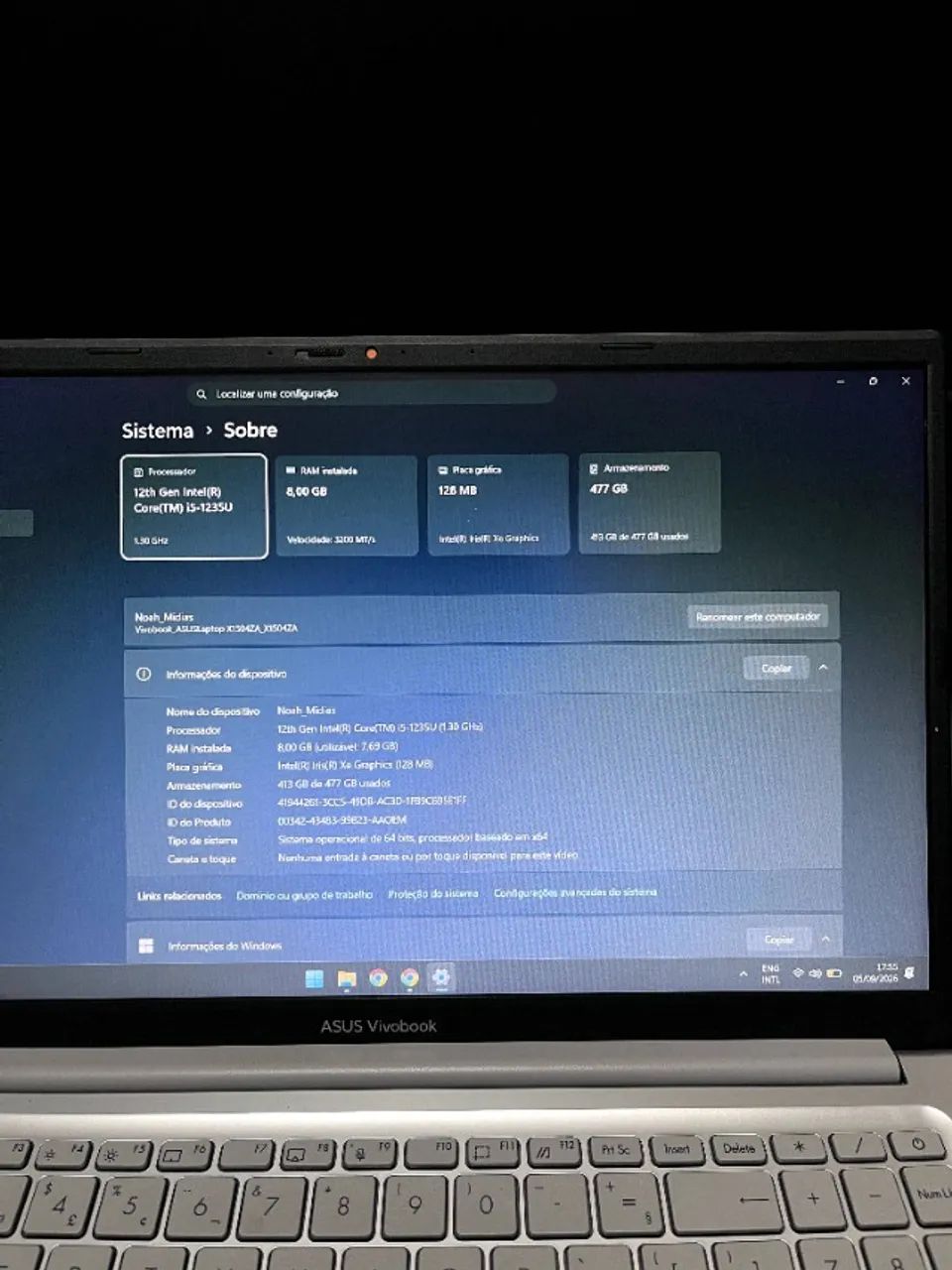 Notebook Asus i5 12ª Geração 8GB RAM SSD 512GB - Impecável - Foto 4