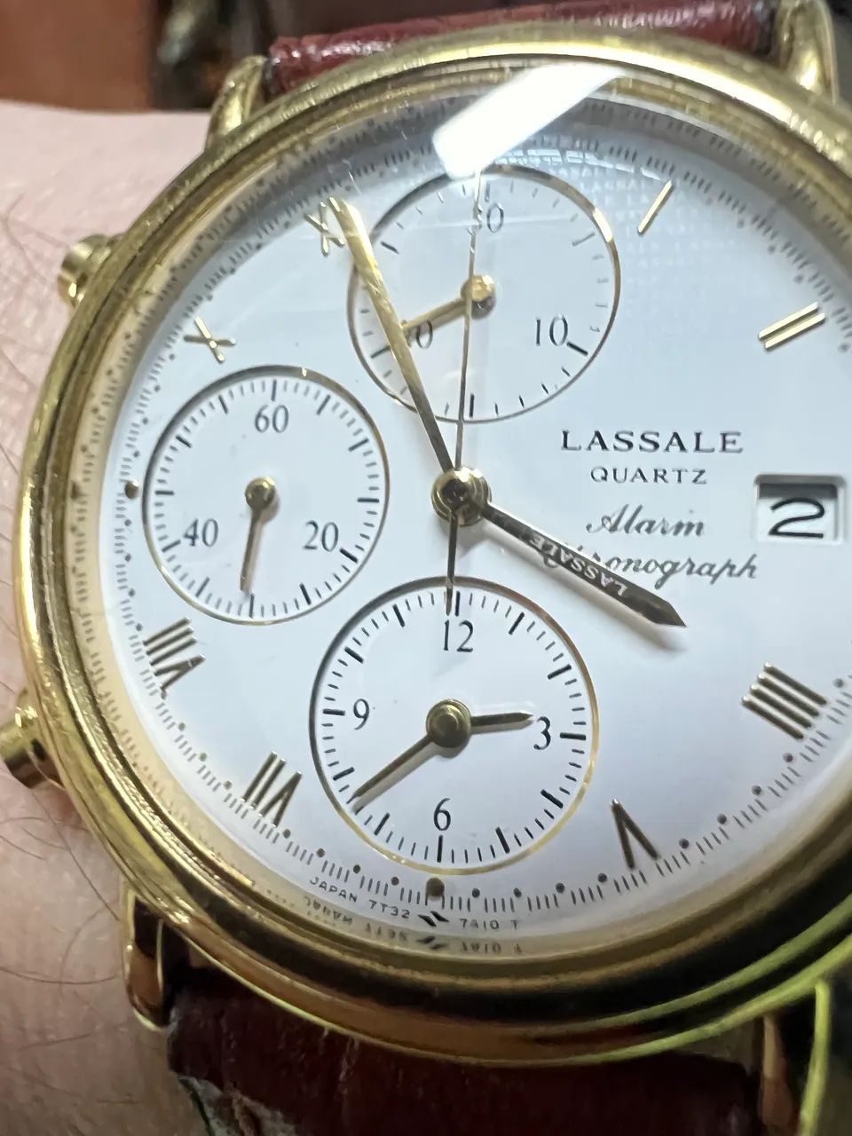 RETRO SEIKO LASALLE QUARTZ ALARM CHRONOGRAPH WATCH MENS 7T32-7A19
