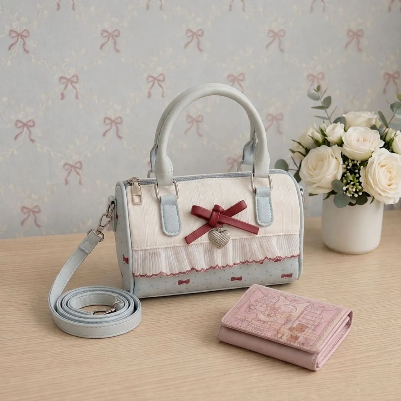 Bolsa de Ombro Mini Bag Plissada Estilo Coquette - Foto 5