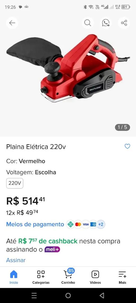Plaina elétrica semi nova $280 ZAP * - Foto 3