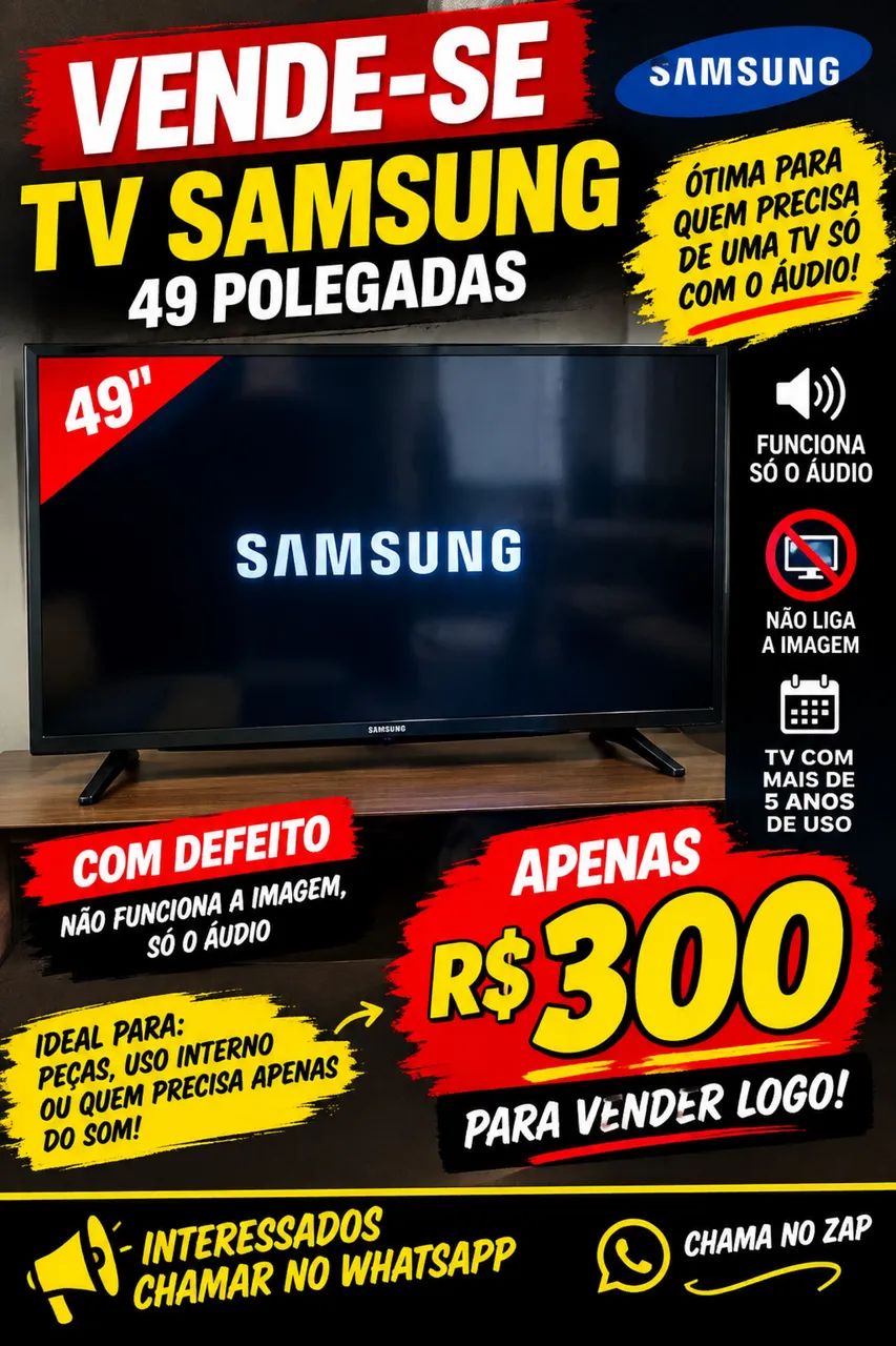  VENDO TV SAMSUNG 49 POLEGADAS ? R$ 300! ?  - Foto 5