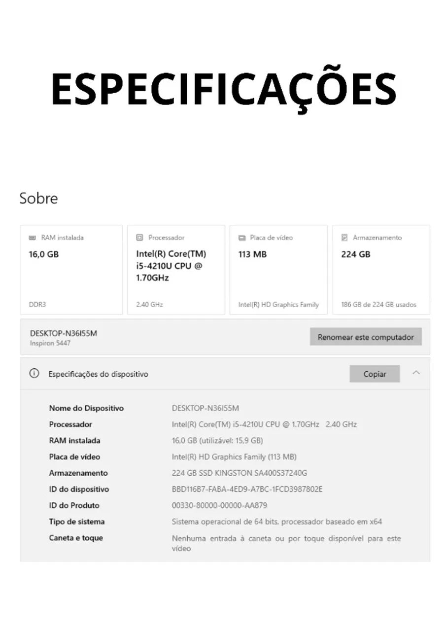 Notebook Dell i5-4210U 16GB RAM 256GB SSD  - Foto 4