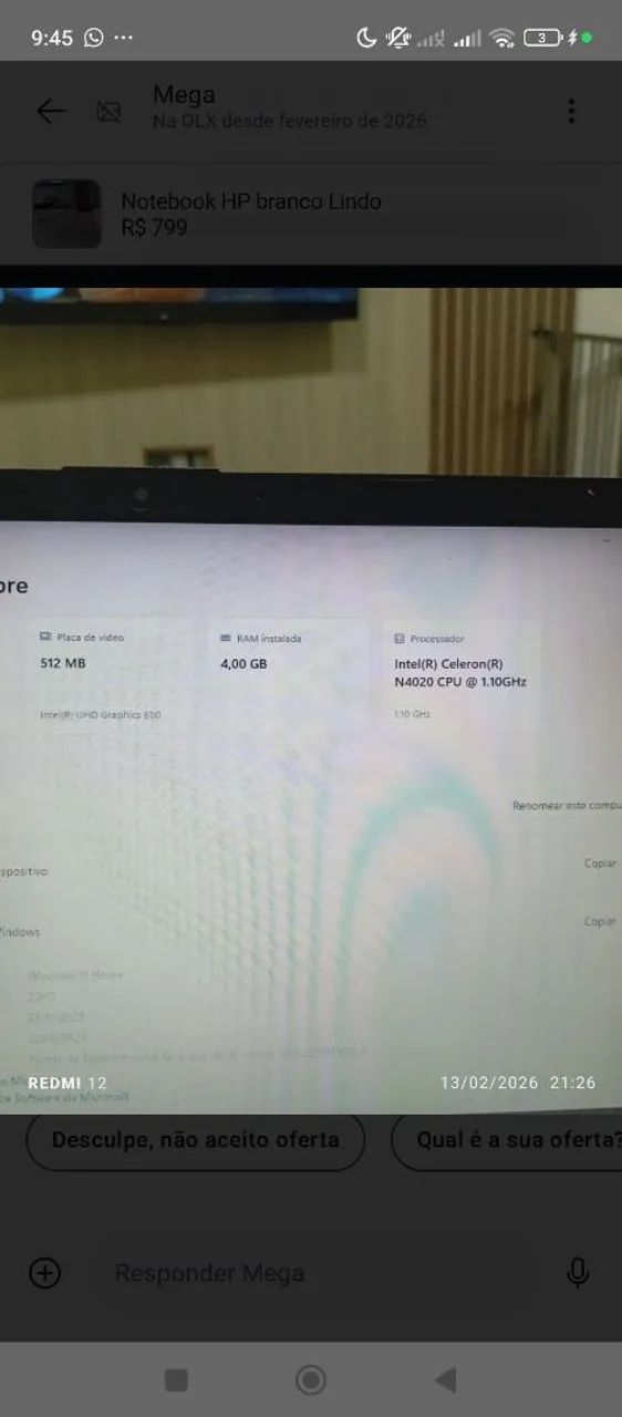 Notebook HP branco Lindo - Foto 2