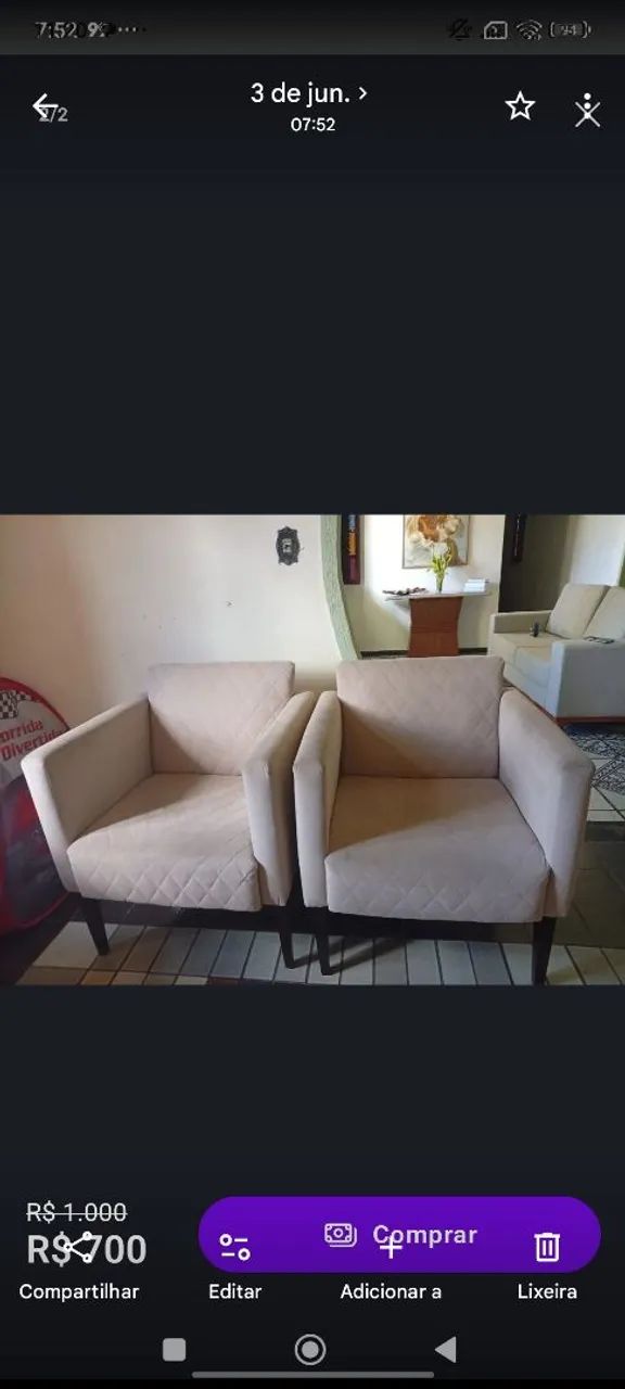 Sofá de três lugares e duas Poltronas - Foto 2