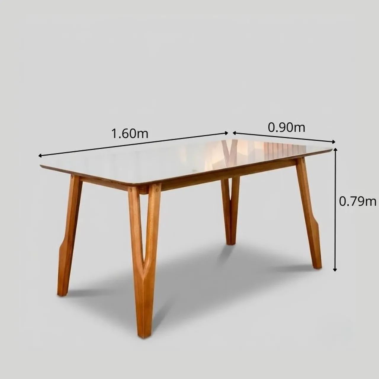 Mesa de Jantar 160x90 Vidro Off/Base Madeira Entrega Rápida - Foto 2