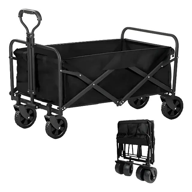Carrinho Multiuso Para Camping Até 100kg Dobrável Cor Preto - Foto 5