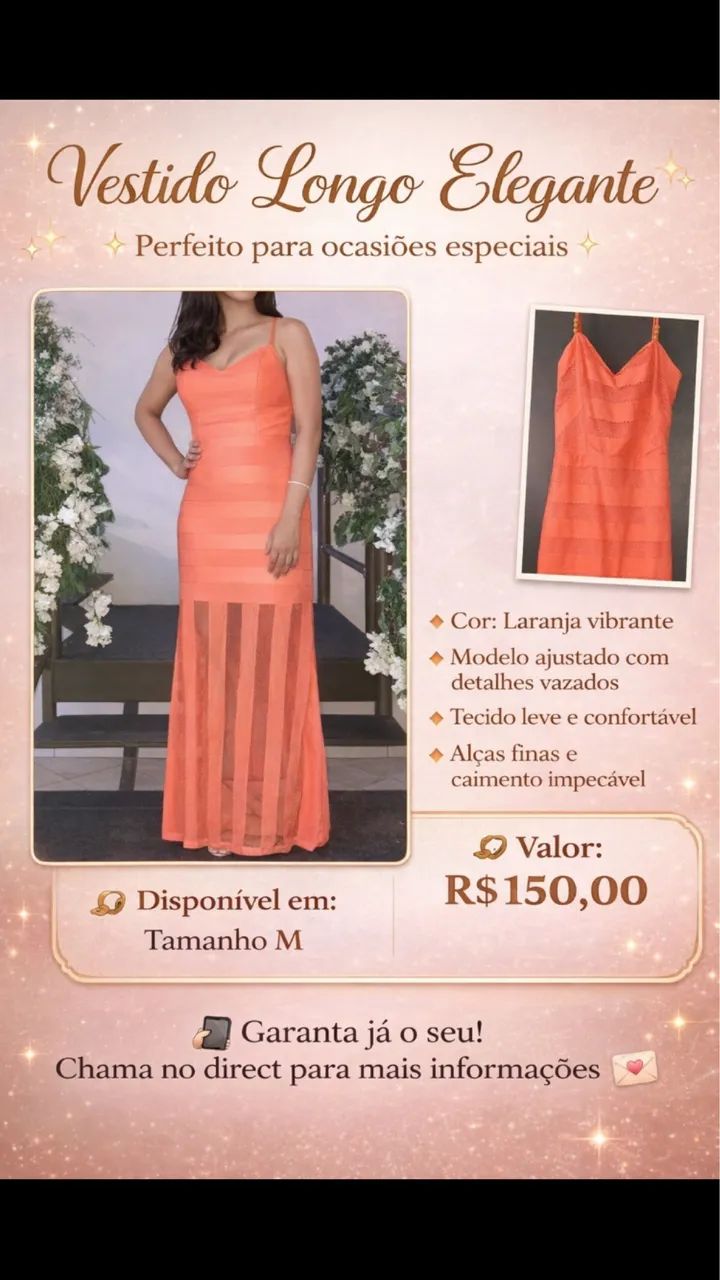 Vestido longo elegante feminino M