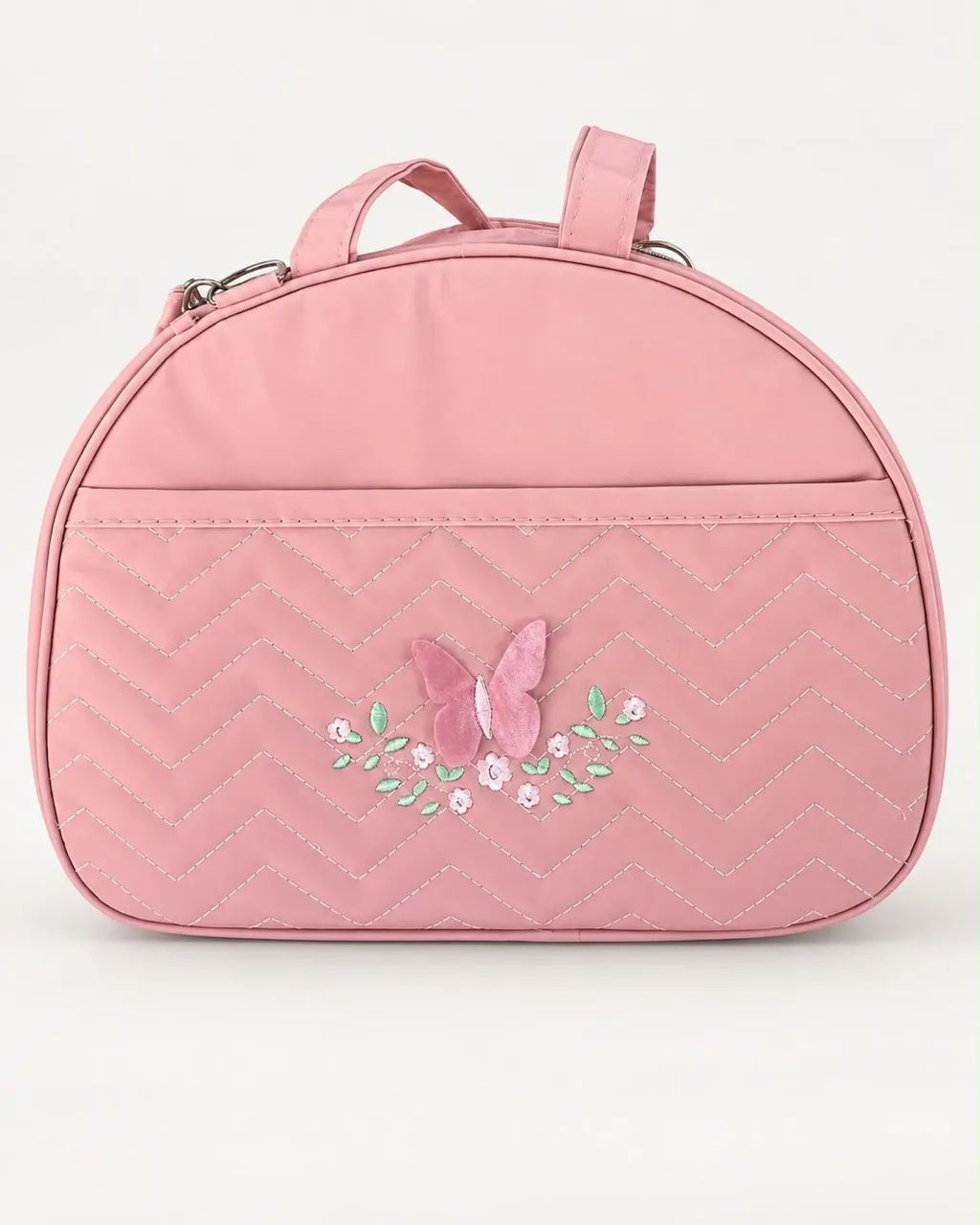 Kit Bolsa Maternidade Rosa com Bordado Delicado - Foto 2