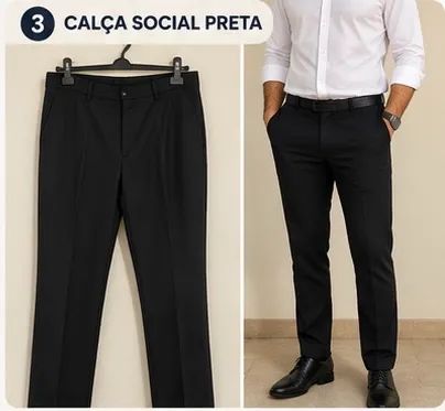 Calça Social Masculina Preta - Clássica e Bem Conservada