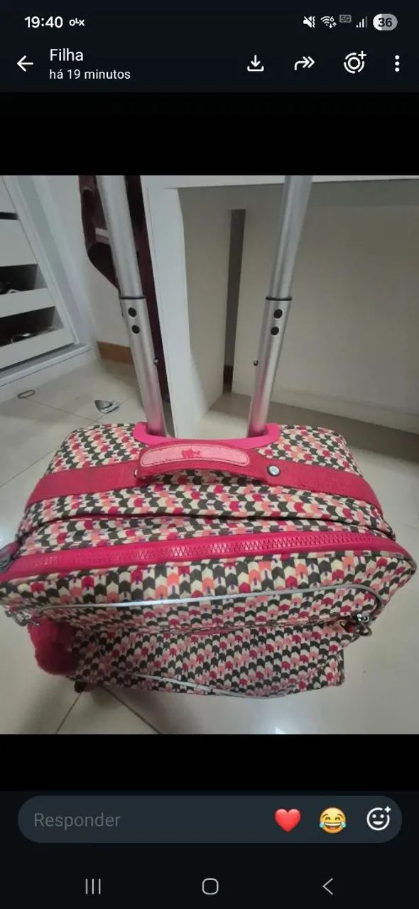 Mochila Kipling Zea/New  original, estampada com rodinhas - Foto 2