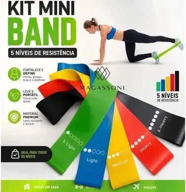 Kit 5 Faixas Elásticas Para Exercícios Mini band
