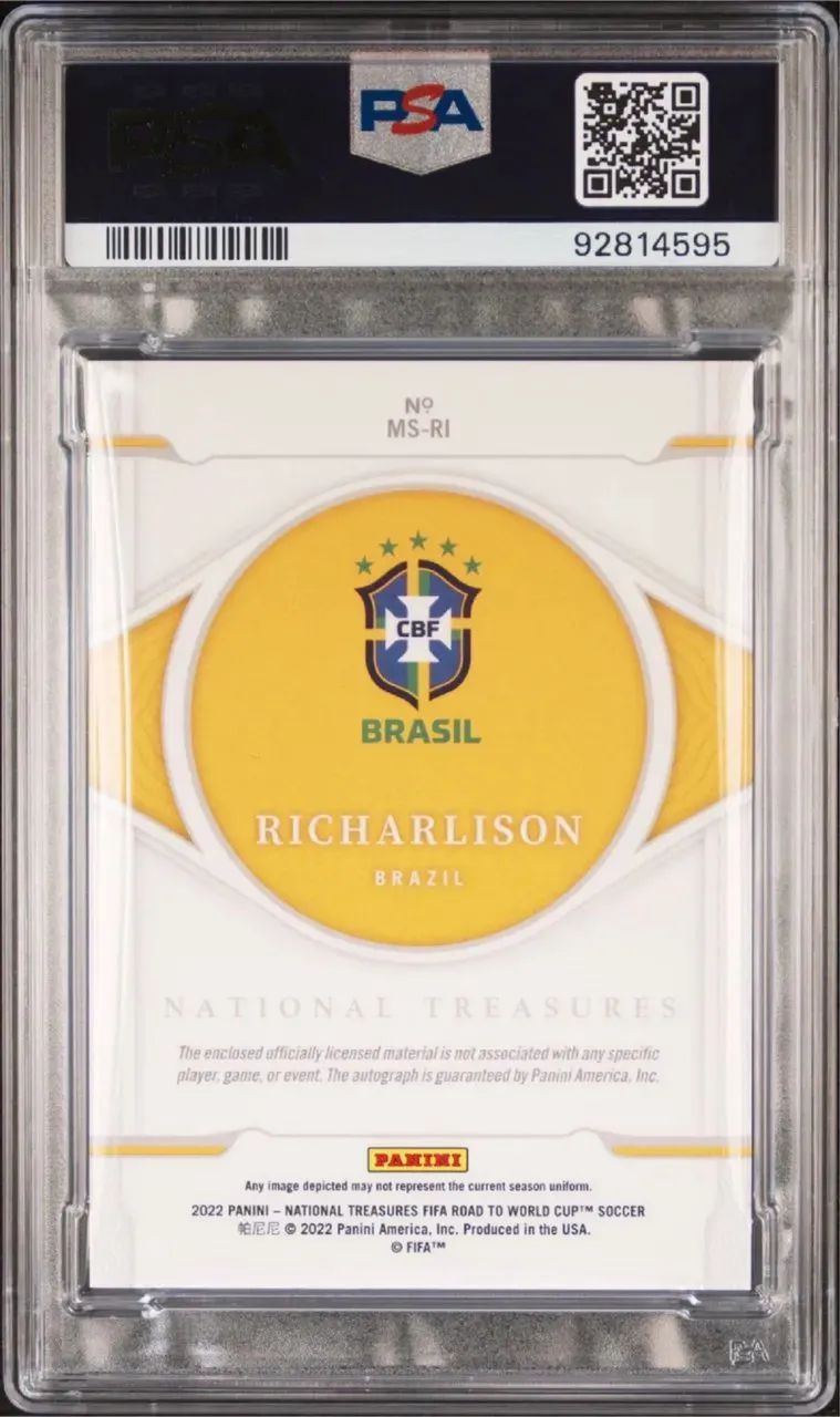 Panini National Treasures Material Signatures PSA 9 Richarlison - Foto 2