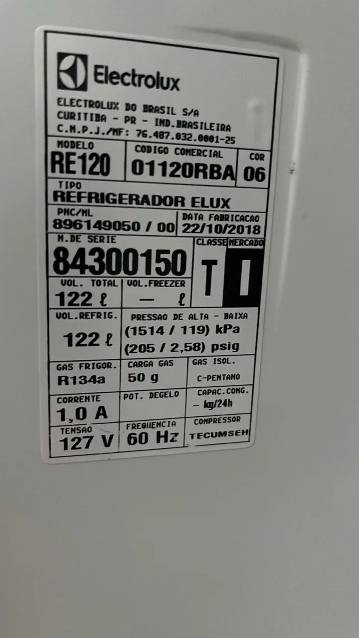 Frigobar Electrolux 122L Branco, em perfeito estado - Foto 5