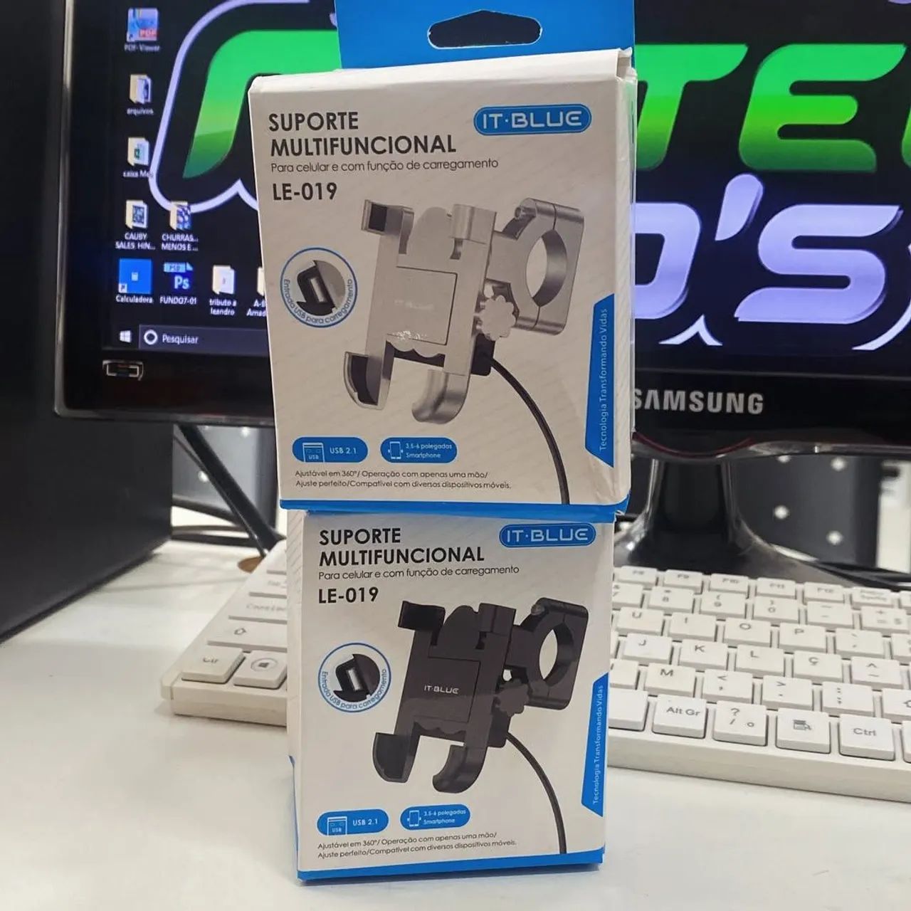Suporte Celular Moto com Carregador USB - Ideal p/ Entregas e Waze - Foto 2