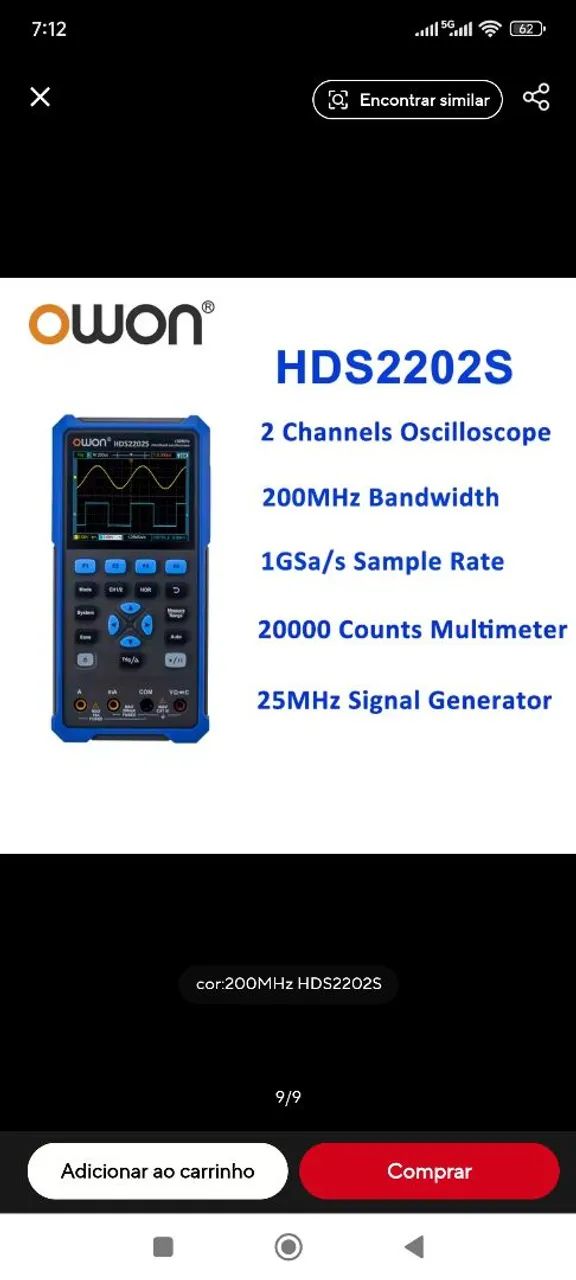 Osciloscópio Owon 3 em1 200 MHz 