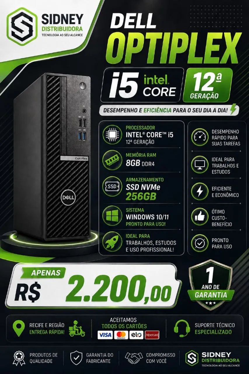 CPU dell com 1 ano de garantia 