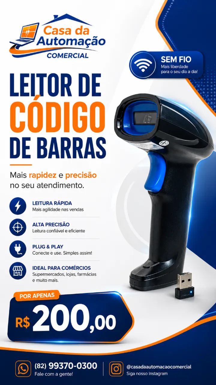 Leitor de códigos de barras sem fio