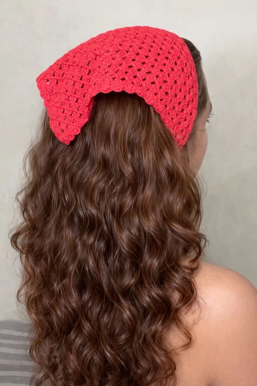 Bandana / Lenço de cabeça - vermelho  - Foto 3