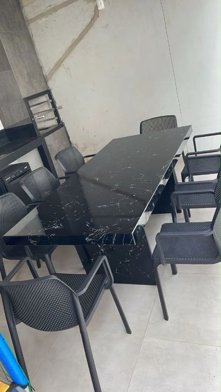 Mesa pedra de ardósia com cadeiras polipropileno  - Foto 2