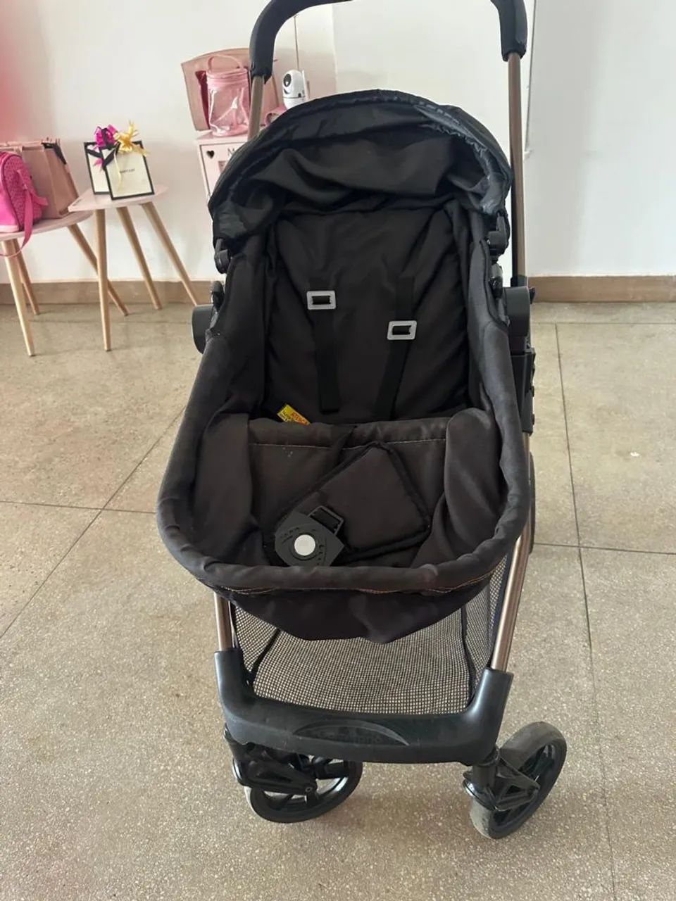 Carrinho De Bebê Passeio Berço Moisés Napoli Preto Galzerano - Foto 2