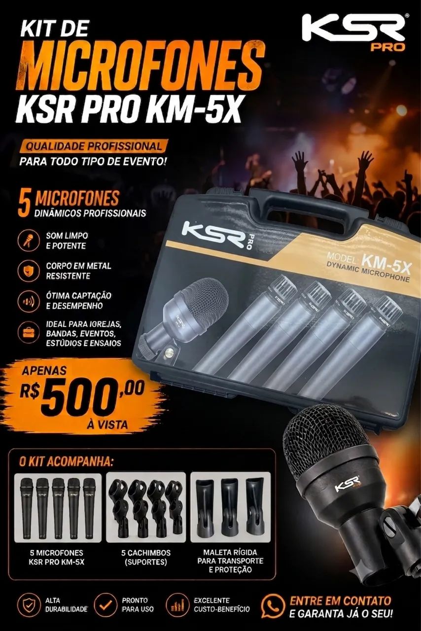 Kit Microfone Bateria Ksr