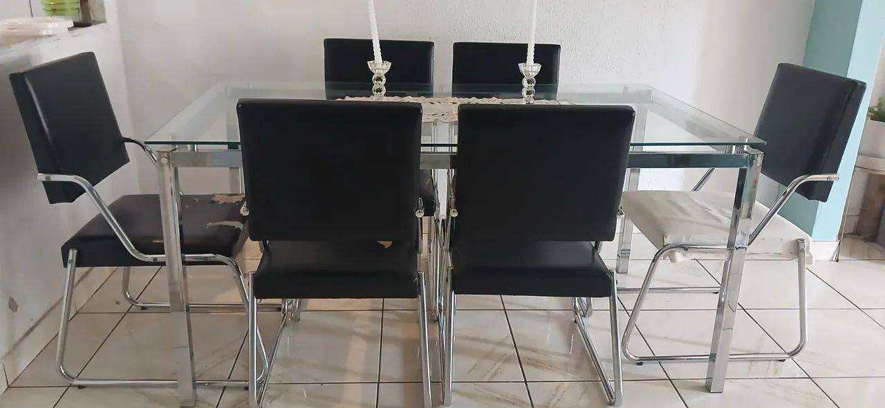 Mesa retangular de vidro e inox - Foto 2